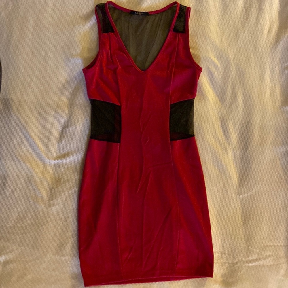 Tight pink and black dress